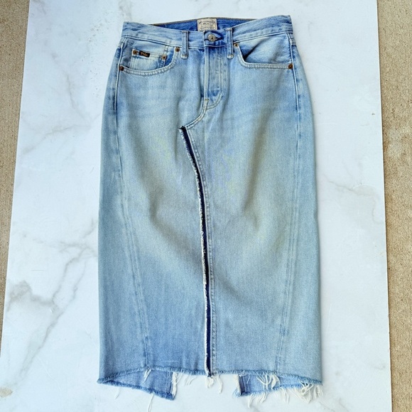 Polo RALPH LAUREN Size 26 Stone Wash Denim Phinley Pencil SKIRT - Picture 4 of 9
